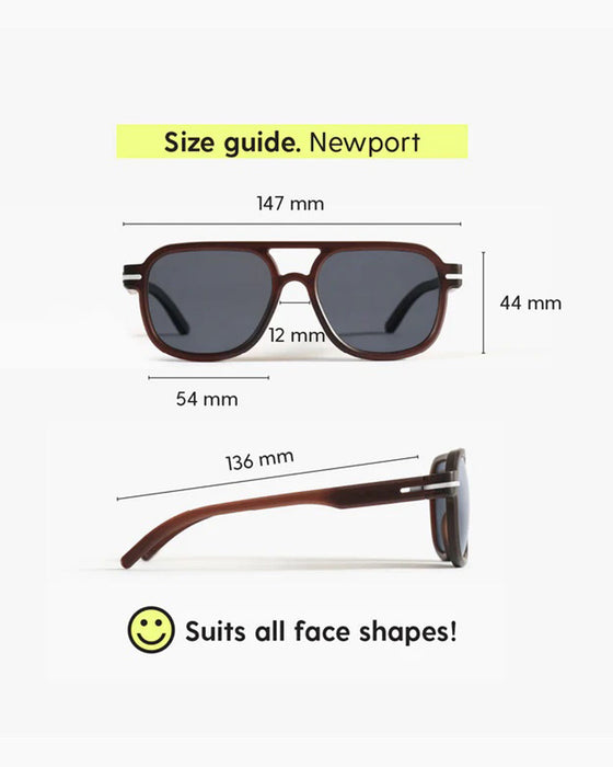 POLARISED SUNGLASSES - NEWPORT Aviator-style