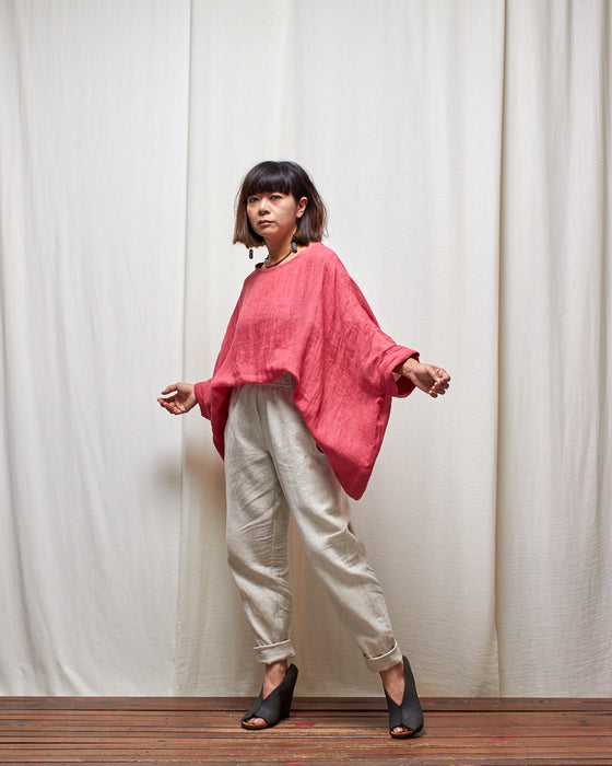 ECLIPSE CROP top - Hibiscus Linen Gauze LUCKY LAST
