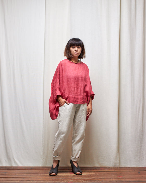 ECLIPSE CROP top - Hibiscus Linen Gauze LUCKY LAST