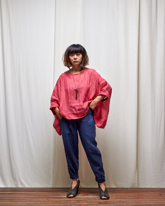 ECLIPSE CROP top - Hibiscus Linen Gauze LUCKY LAST