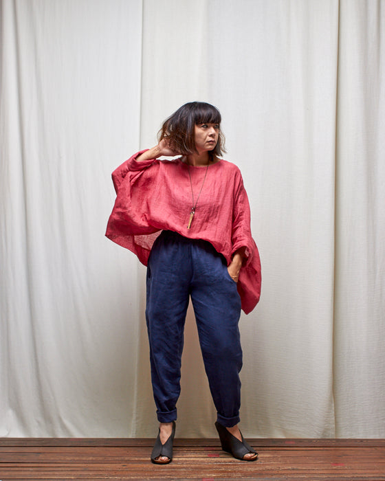ECLIPSE CROP top - Hibiscus Linen Gauze LUCKY LAST