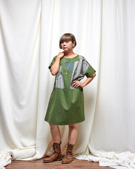 LIMITED EDITION - FIELD STUDY dress | Forest Green Mix
