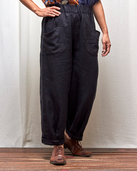 FIELD WORK pants - Black Linen LUCKY LAST