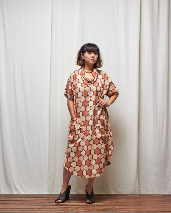 INCONSEQUENCE dress - Rust Clay Circles LUCKY LAST