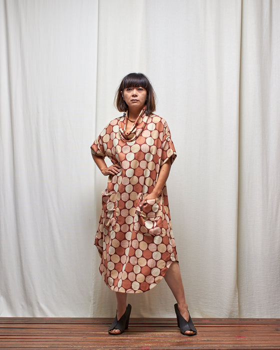 INCONSEQUENCE dress - Rust Clay Circles LUCKY LAST