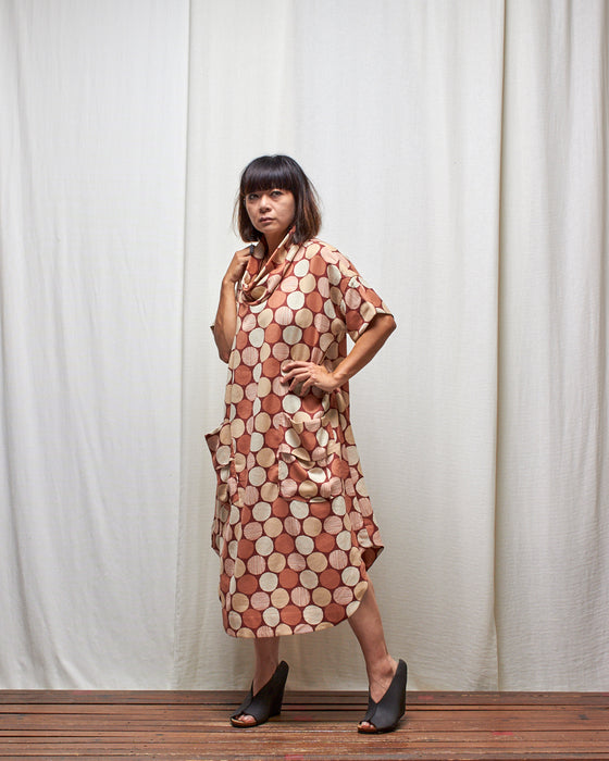 INCONSEQUENCE dress - Rust Clay Circles LUCKY LAST