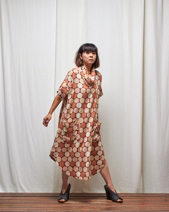 INCONSEQUENCE dress - Rust Clay Circles LUCKY LAST