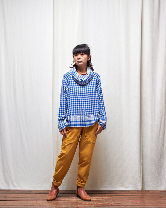 IRREVERSIBLE pullover - Cobalt Gingham and Plaid LAST CHANCE