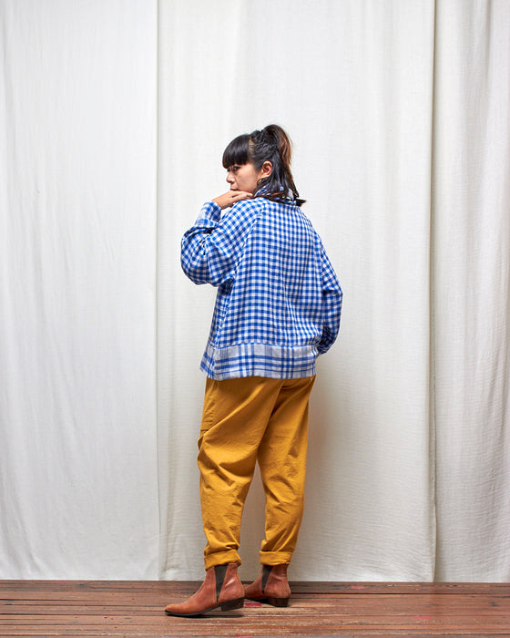 IRREVERSIBLE pullover - Cobalt Gingham and Plaid LAST CHANCE