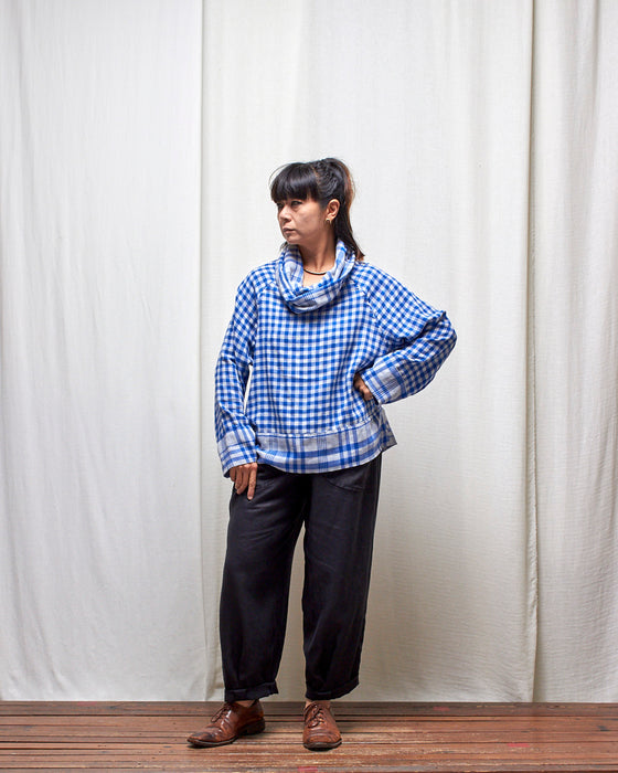 IRREVERSIBLE pullover - Cobalt Gingham and Plaid LAST CHANCE