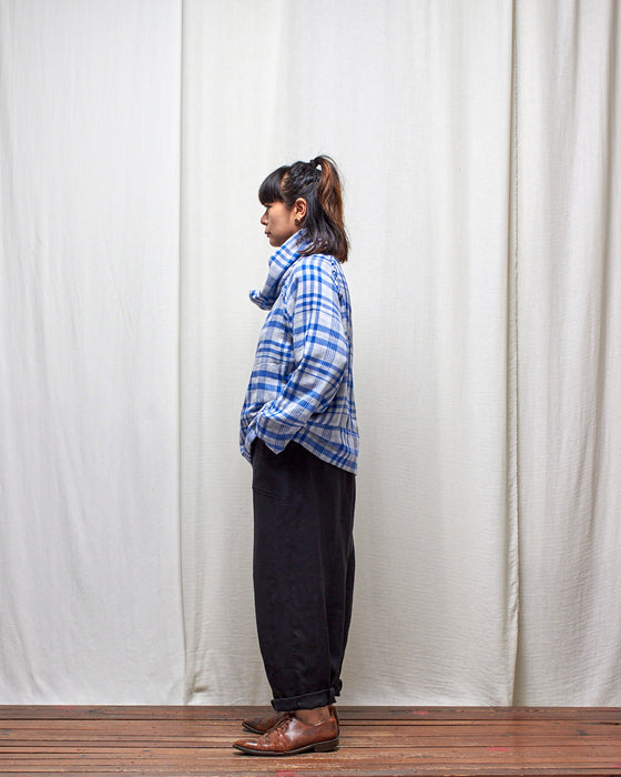 IRREVERSIBLE pullover - Cobalt Gingham and Plaid LAST CHANCE