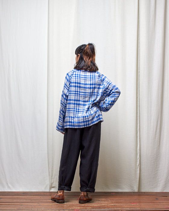 IRREVERSIBLE pullover - Cobalt Gingham and Plaid LAST CHANCE
