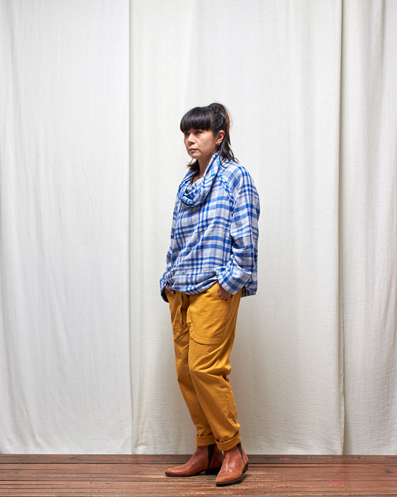 IRREVERSIBLE pullover - Cobalt Gingham and Plaid LAST CHANCE