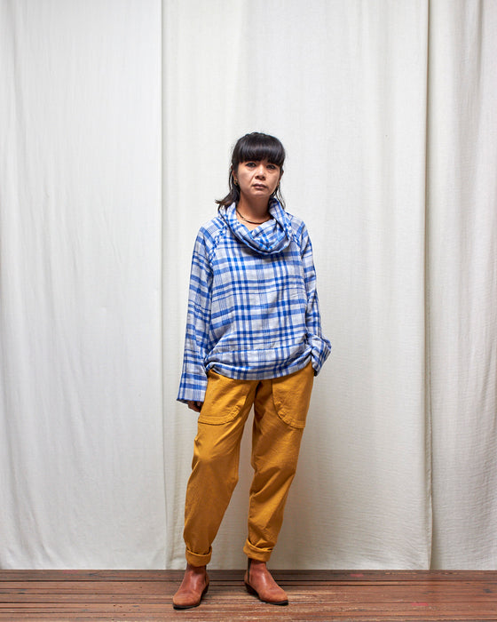 IRREVERSIBLE pullover - Cobalt Gingham and Plaid LAST CHANCE