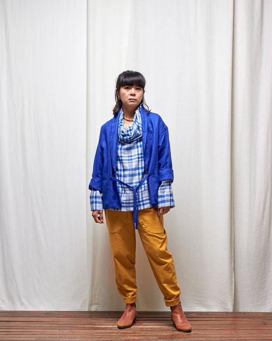 IRREVERSIBLE pullover - Cobalt Gingham and Plaid LAST CHANCE