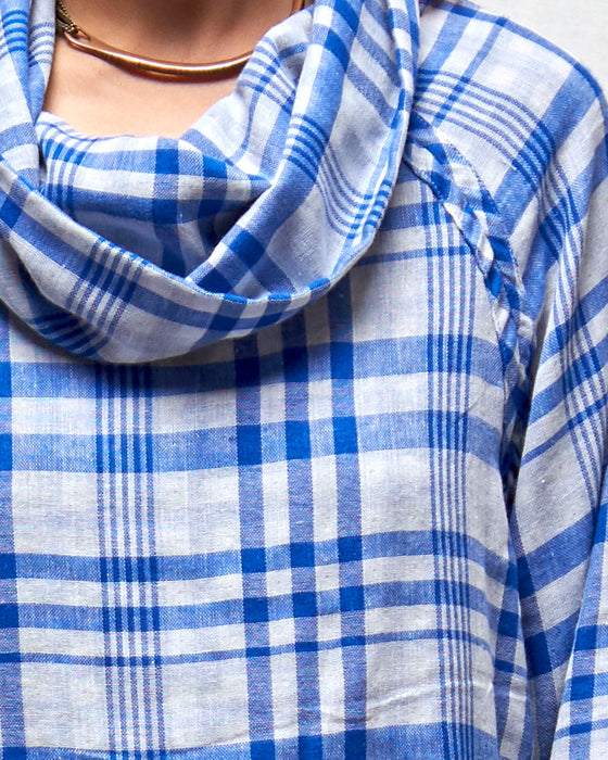 IRREVERSIBLE pullover - Cobalt Gingham and Plaid LAST CHANCE