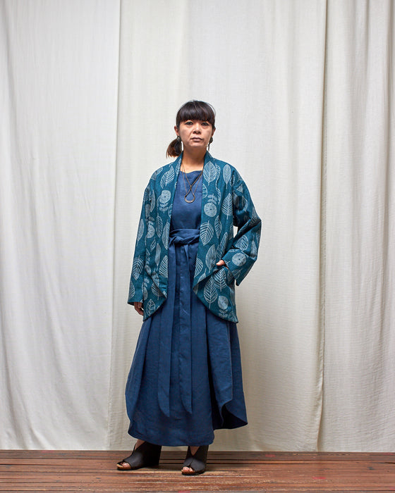 NOT MY BOYFRIEND long jacket - Viridian Leaves MADE-TO-ORDER