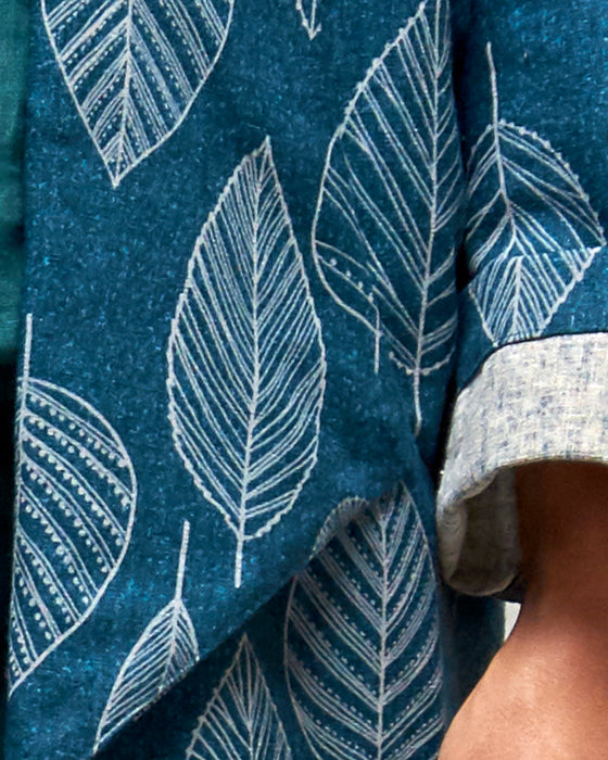 NOT MY BOYFRIEND long jacket - Viridian Leaves MADE-TO-ORDER