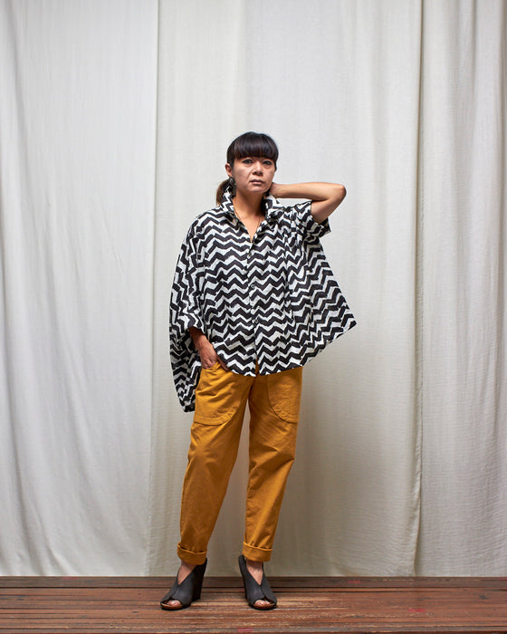 THE ADLER duster dresshirt - Black Zag