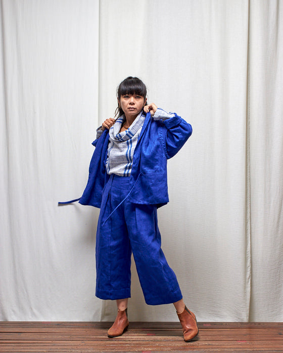 THE MONACO jacket - Cobalt Linen MADE-TO-ORDER