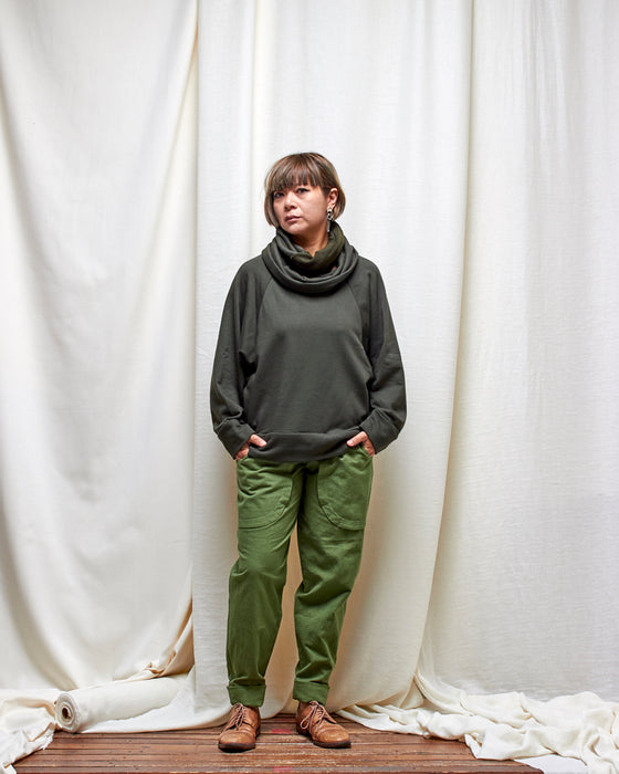 TRIPLE JUMP pullover with neck warmer - Forest Wool Terry LUCKY LAST