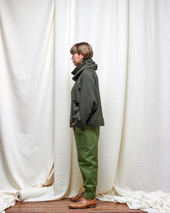 TRIPLE JUMP pullover with neck warmer - Forest Wool Terry LUCKY LAST