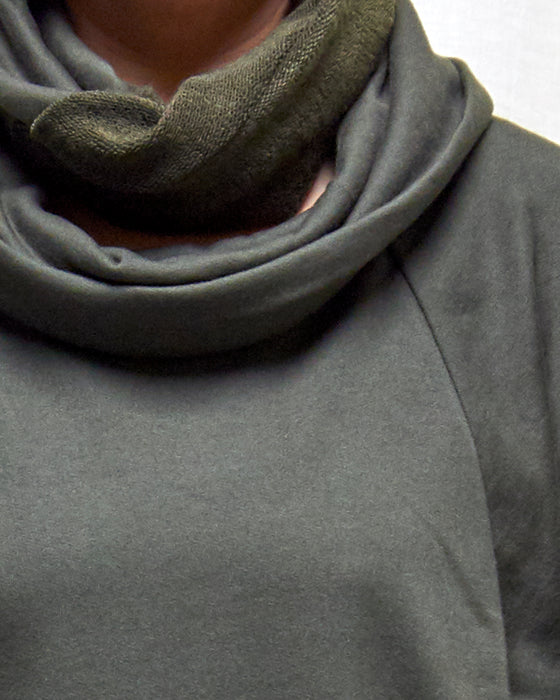 TRIPLE JUMP pullover with neck warmer - Forest Wool Terry LUCKY LAST
