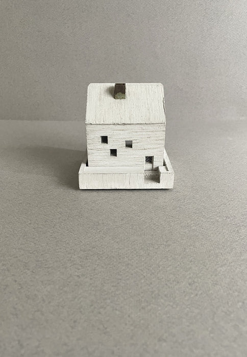 This concrete COTTAGE object is an incense burner made of mortar. High Tea with Mrs Woo presents Pull+Push, made by Nobuhiro Sato and his small team in Kyoto, Japan. Crafted Object. Incense Holder.