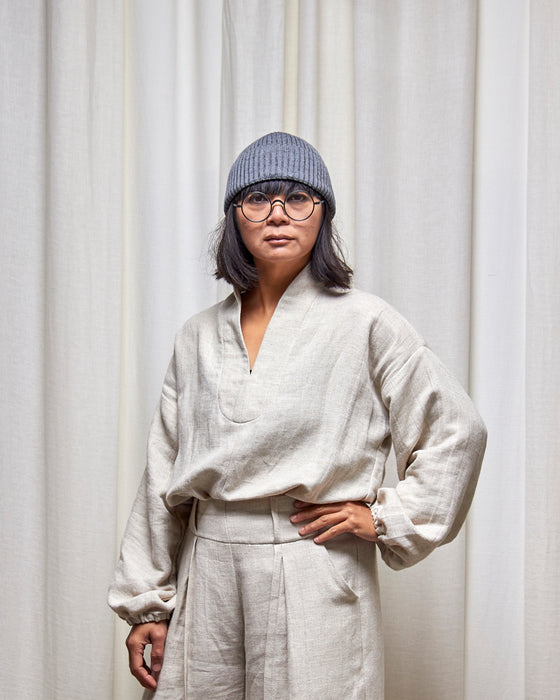 RIB KNIT BEANIE - Basalt | MRS WOO X BROOD