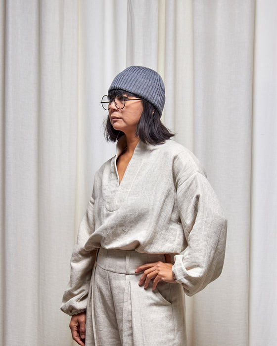 RIB KNIT BEANIE - Basalt | MRS WOO X BROOD