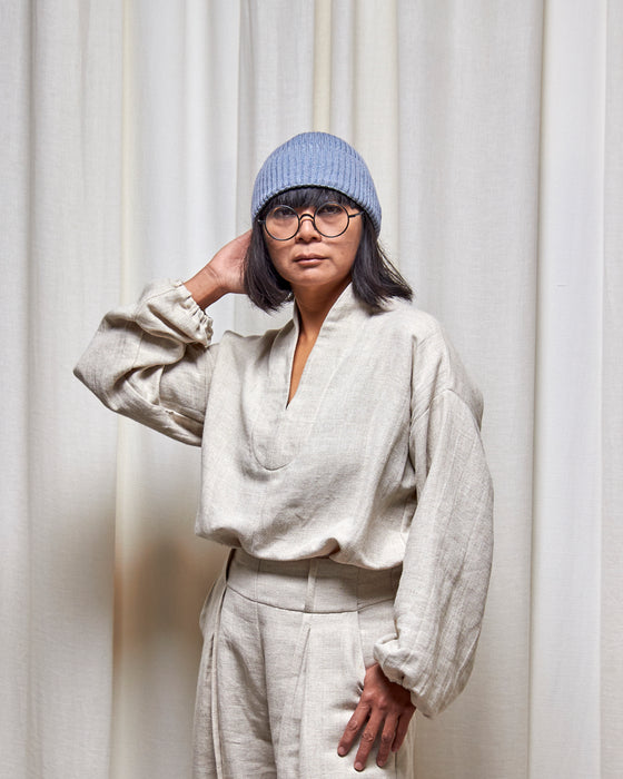 RIB KNIT BEANIE - Bluegum | MRS WOO X BROOD
