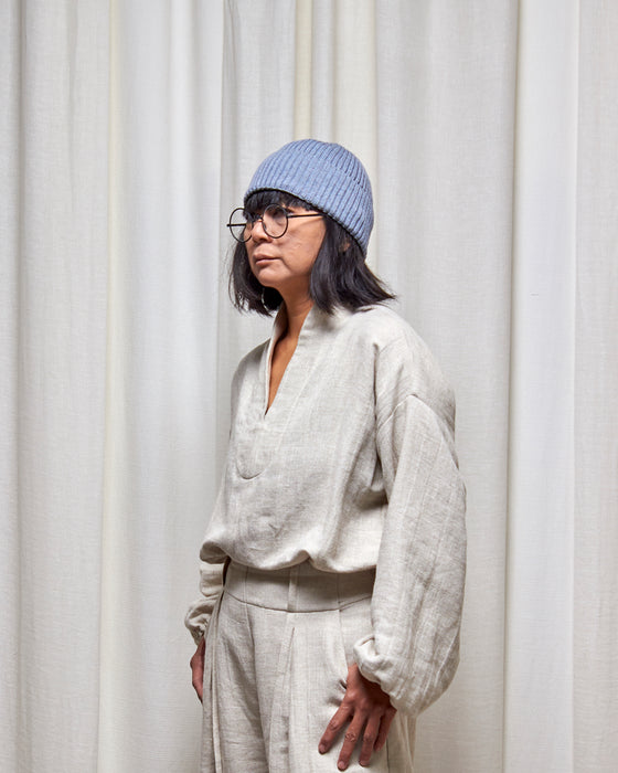 RIB KNIT BEANIE - Bluegum | MRS WOO X BROOD