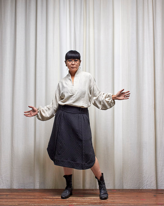 CARETAKER tunic top - Natural Herringbone