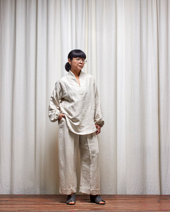CARETAKER tunic top - Natural Herringbone