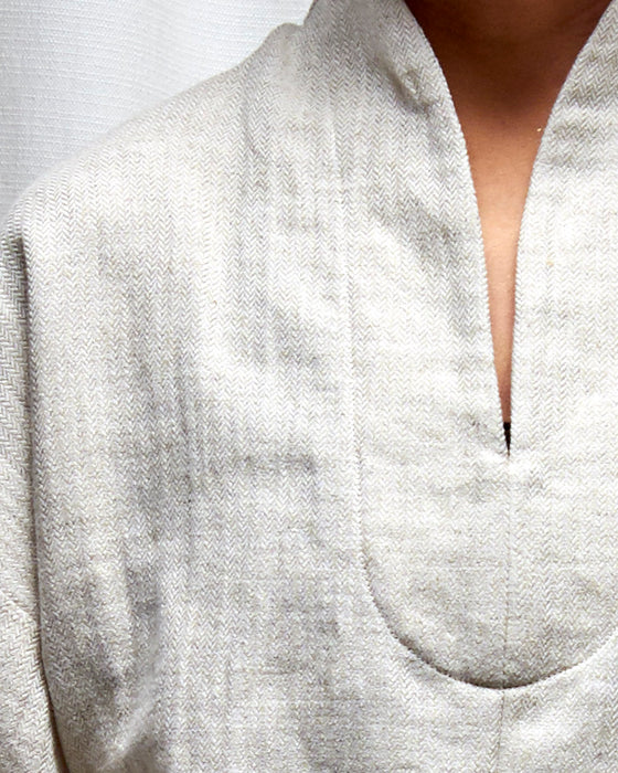 CARETAKER tunic top - Natural Herringbone