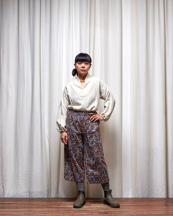 LAZY ANNIE cropped pants - Mocha Seed Flowers