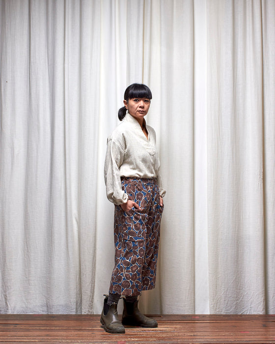 LAZY ANNIE cropped pants - Mocha Seed Flowers