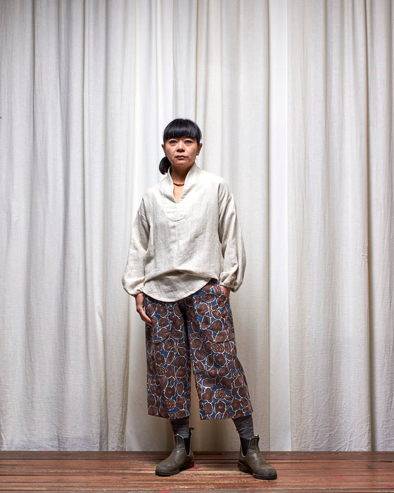 LAZY ANNIE cropped pants - Mocha Seed Flowers