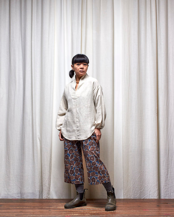 LAZY ANNIE cropped pants - Mocha Seed Flowers