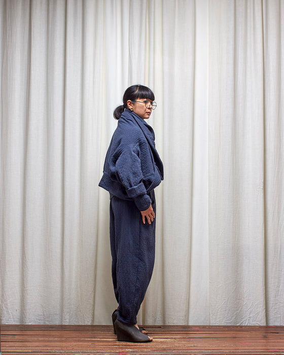 NOT MY BOYFRIEND long jacket - Quilted Dusty Navy