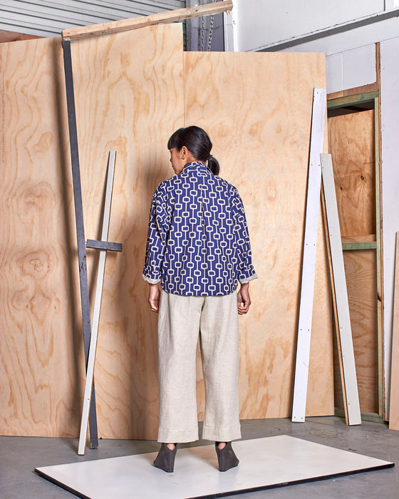 NOT MY BOYFRIEND crop jacket - Royal Blue Lattice