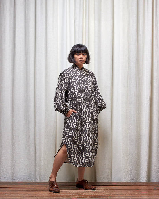 ROY LONGLINE dress coat - Dove Grey Lattice