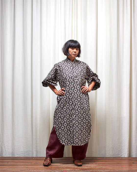 ROY LONGLINE dress coat - Dove Grey Lattice