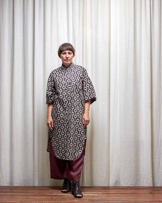 ROY LONGLINE dress coat - Dove Grey Lattice