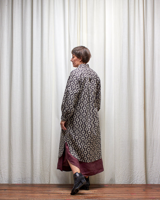 ROY LONGLINE dress coat - Dove Grey Lattice