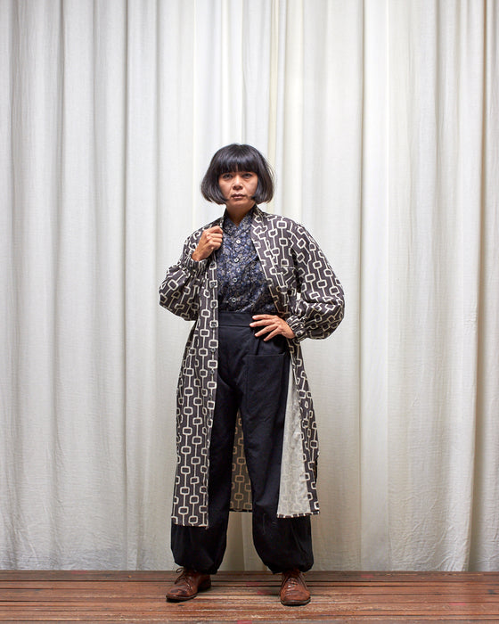 ROY LONGLINE dress coat - Dove Grey Lattice