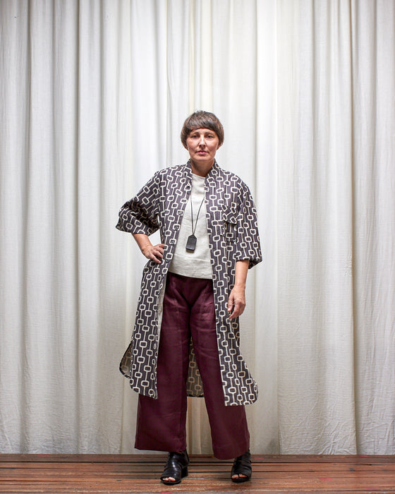 ROY LONGLINE dress coat - Dove Grey Lattice