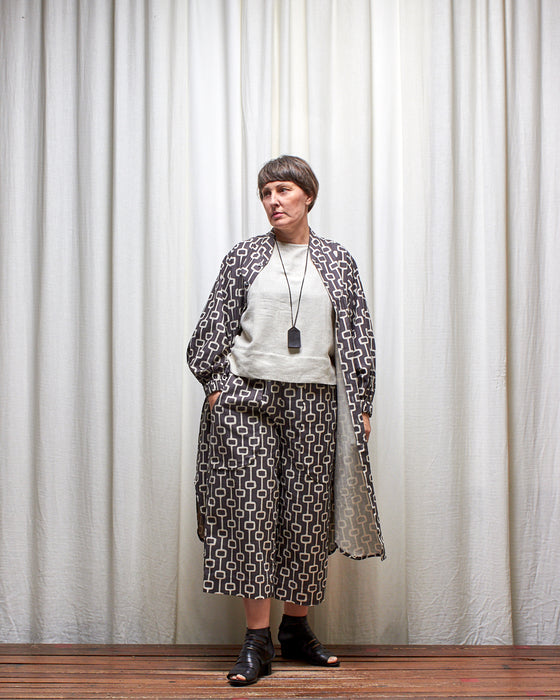 ROY LONGLINE dress coat - Dove Grey Lattice