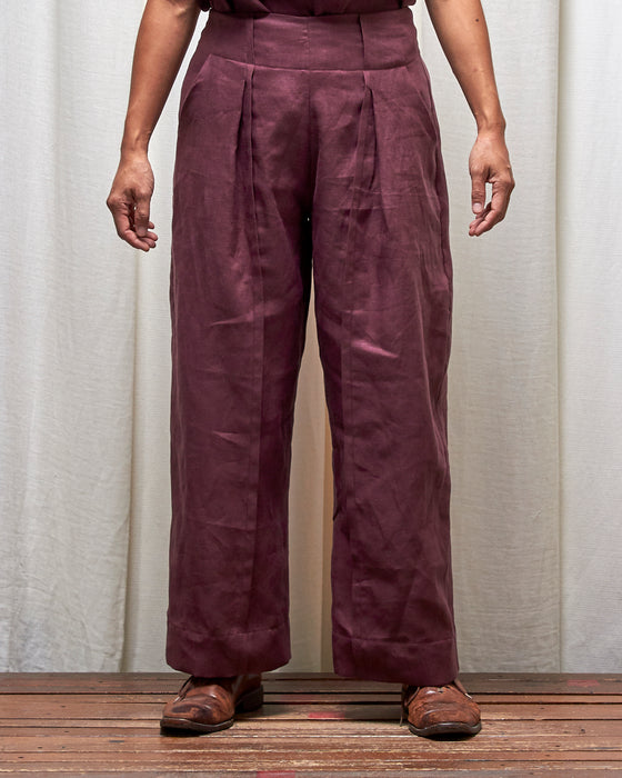 STRIKER trousers - Plum Linen