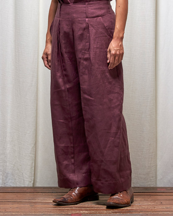STRIKER trousers - Plum Linen